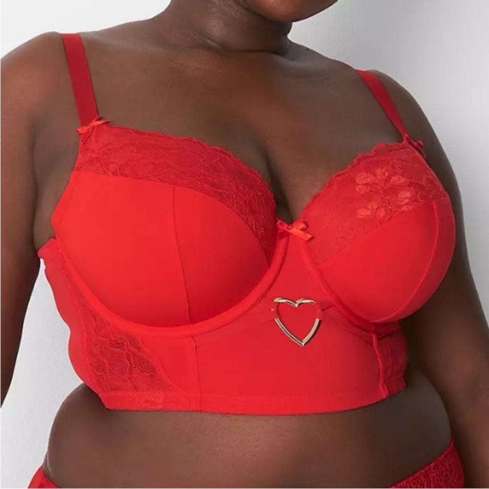 Cacique Red Heart Longline Balconette Bra